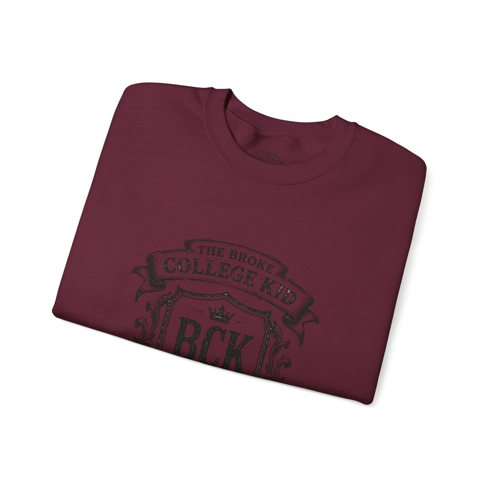The Broke College Kid Crewneck Sweatshirt — BCK Crest College Hoodie Style