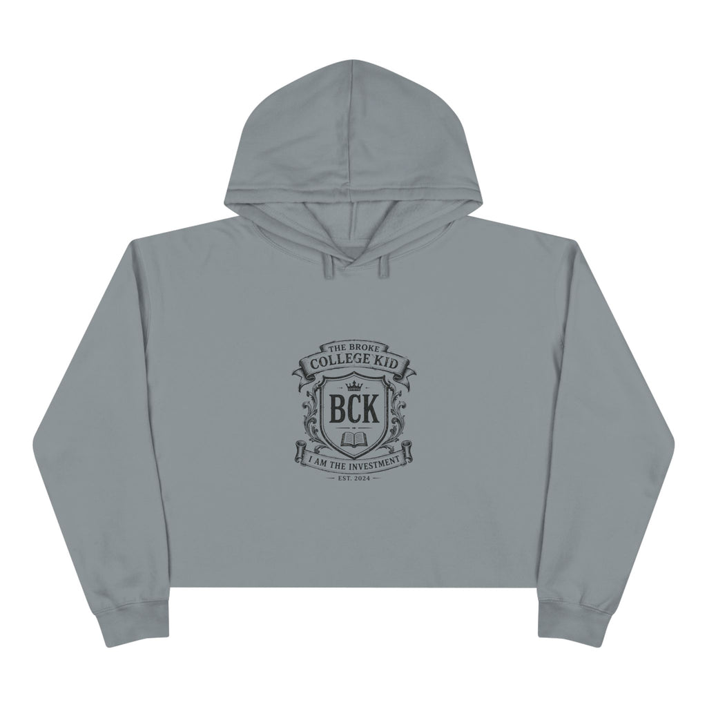Broke College Kid Crest Crop Hoodie — BCK Vintage Logo