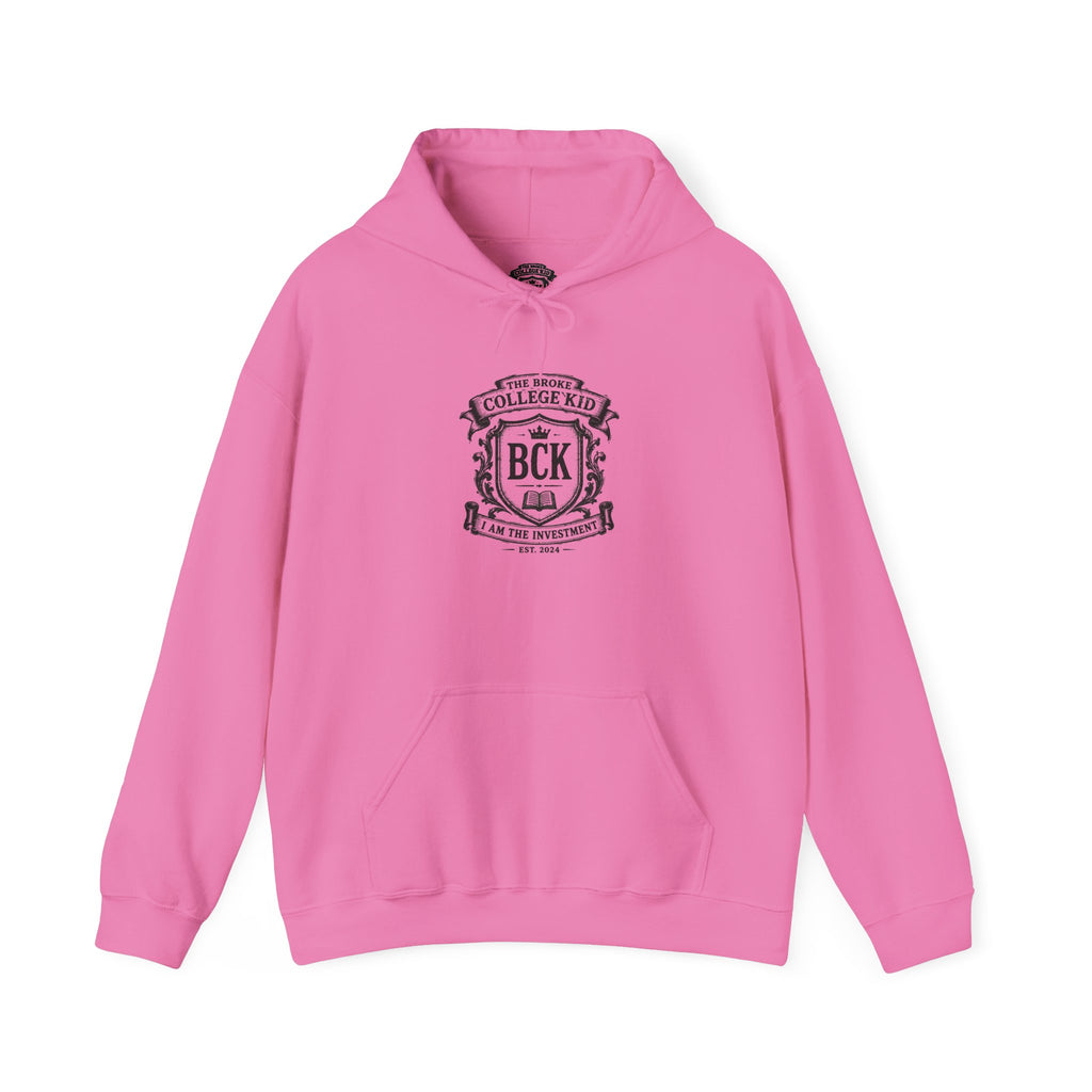 The Broke College Kid Crest — BCK Vintage Collegiate Emblem Hoodie