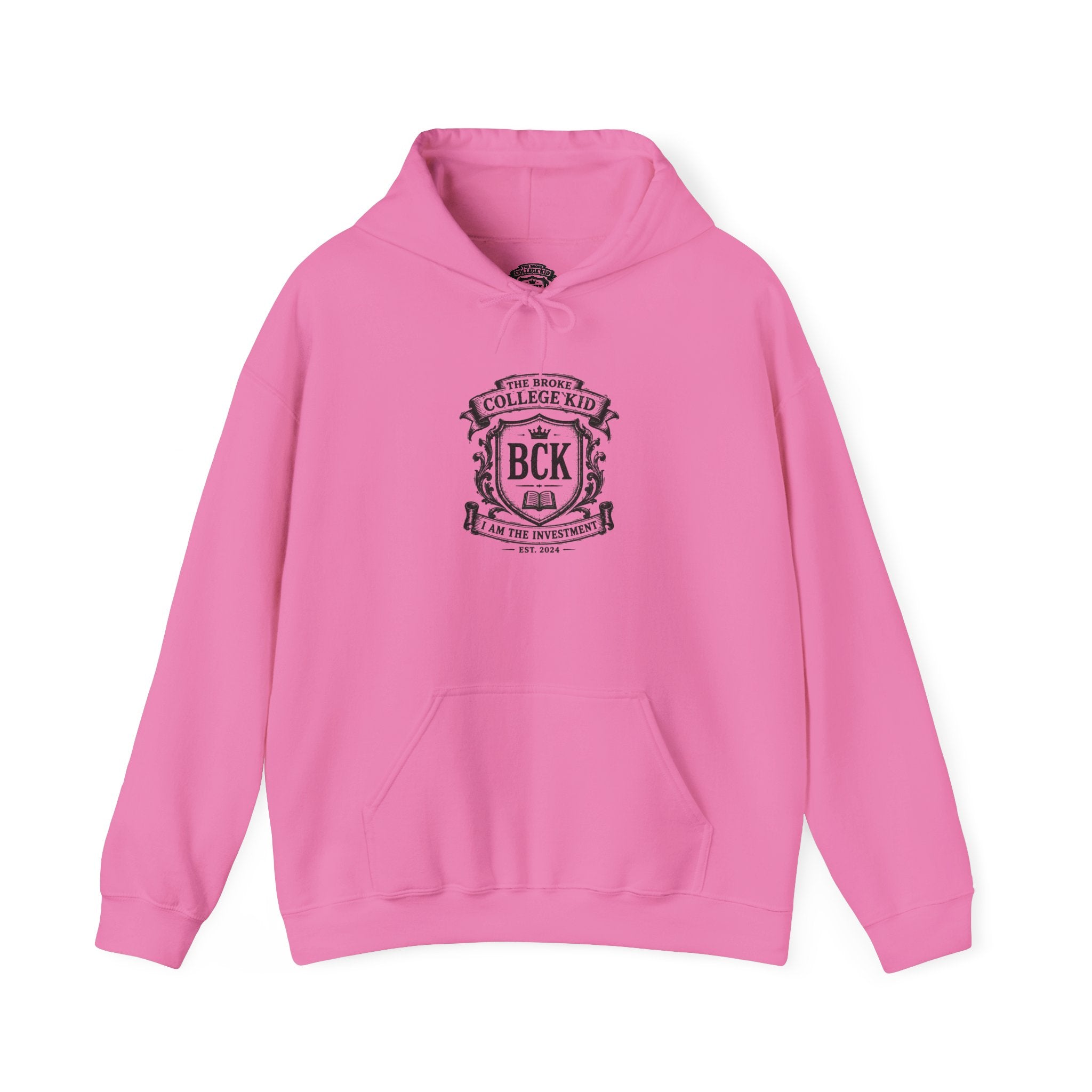 The Broke College Kid Crest — BCK Vintage Collegiate Emblem Hoodie