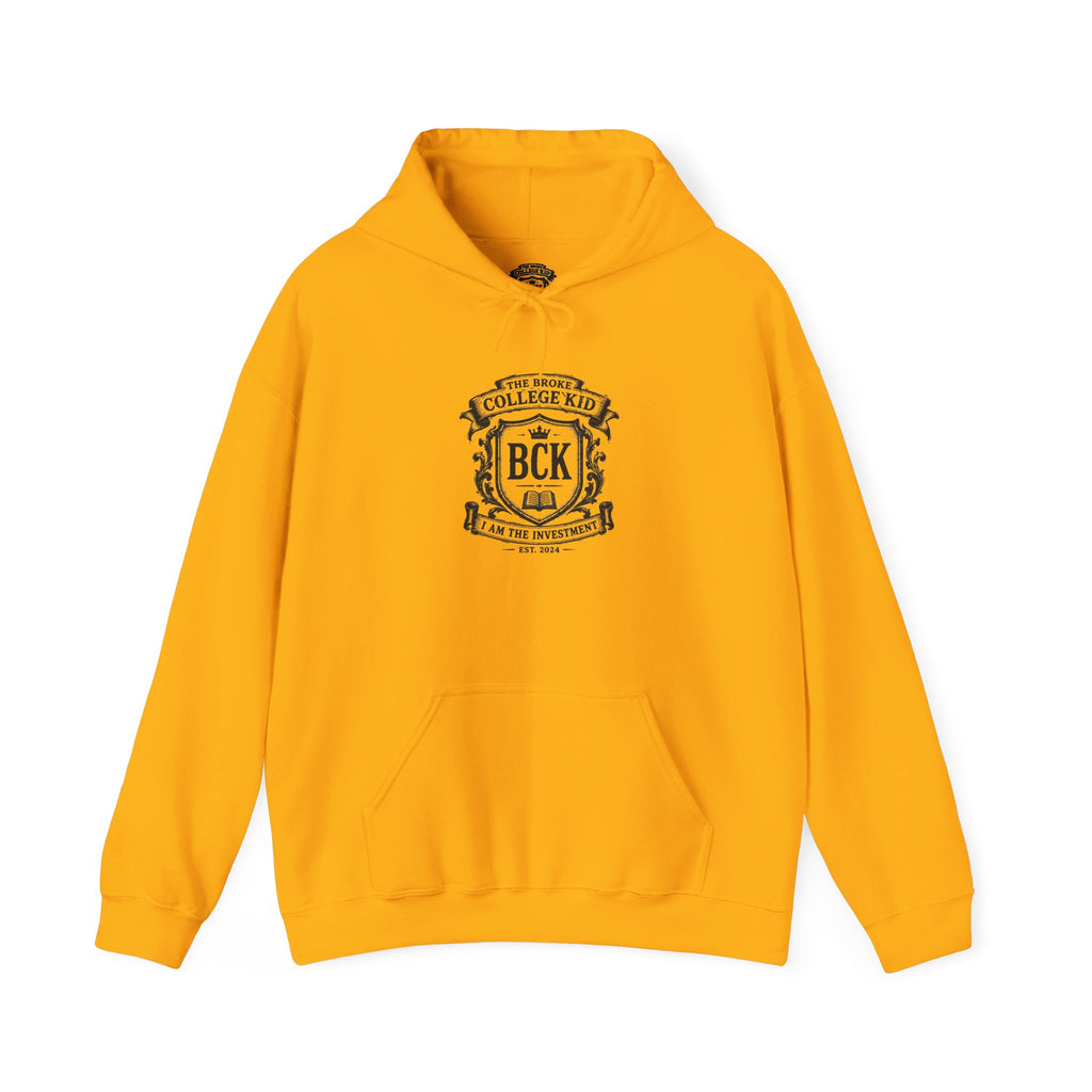 The Broke College Kid Crest — BCK Vintage Collegiate Emblem Hoodie