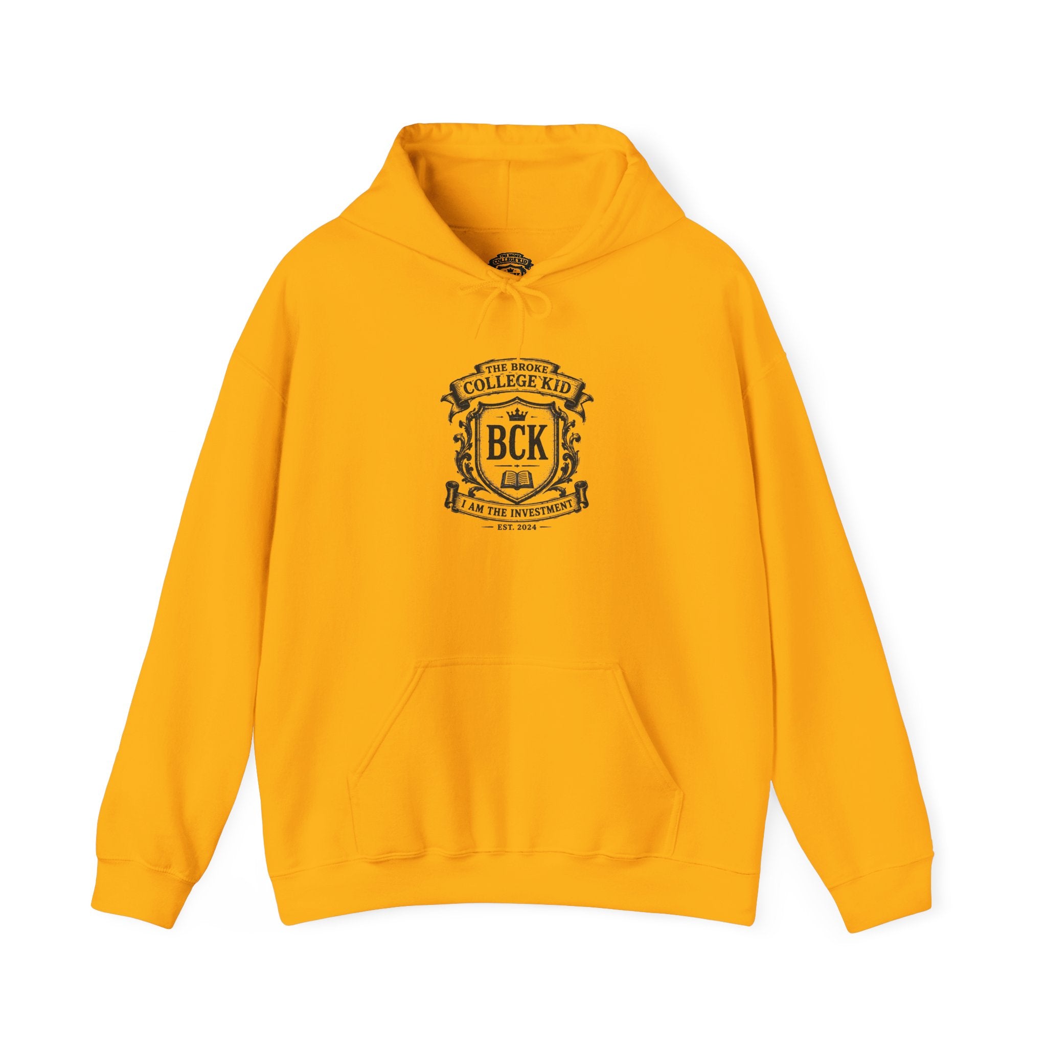 The Broke College Kid Crest — BCK Vintage Collegiate Emblem Hoodie
