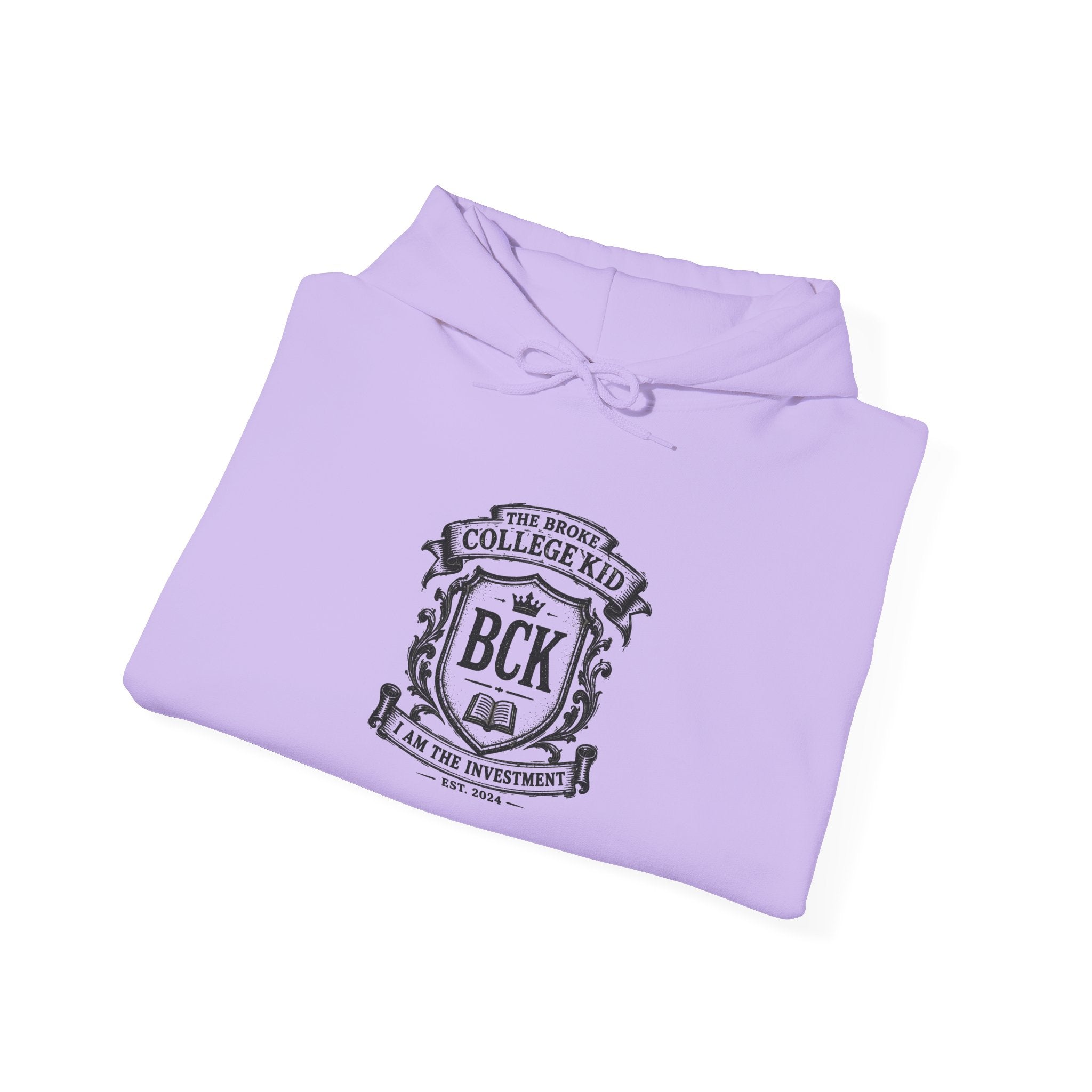 The Broke College Kid Crest — BCK Vintage Collegiate Emblem Hoodie