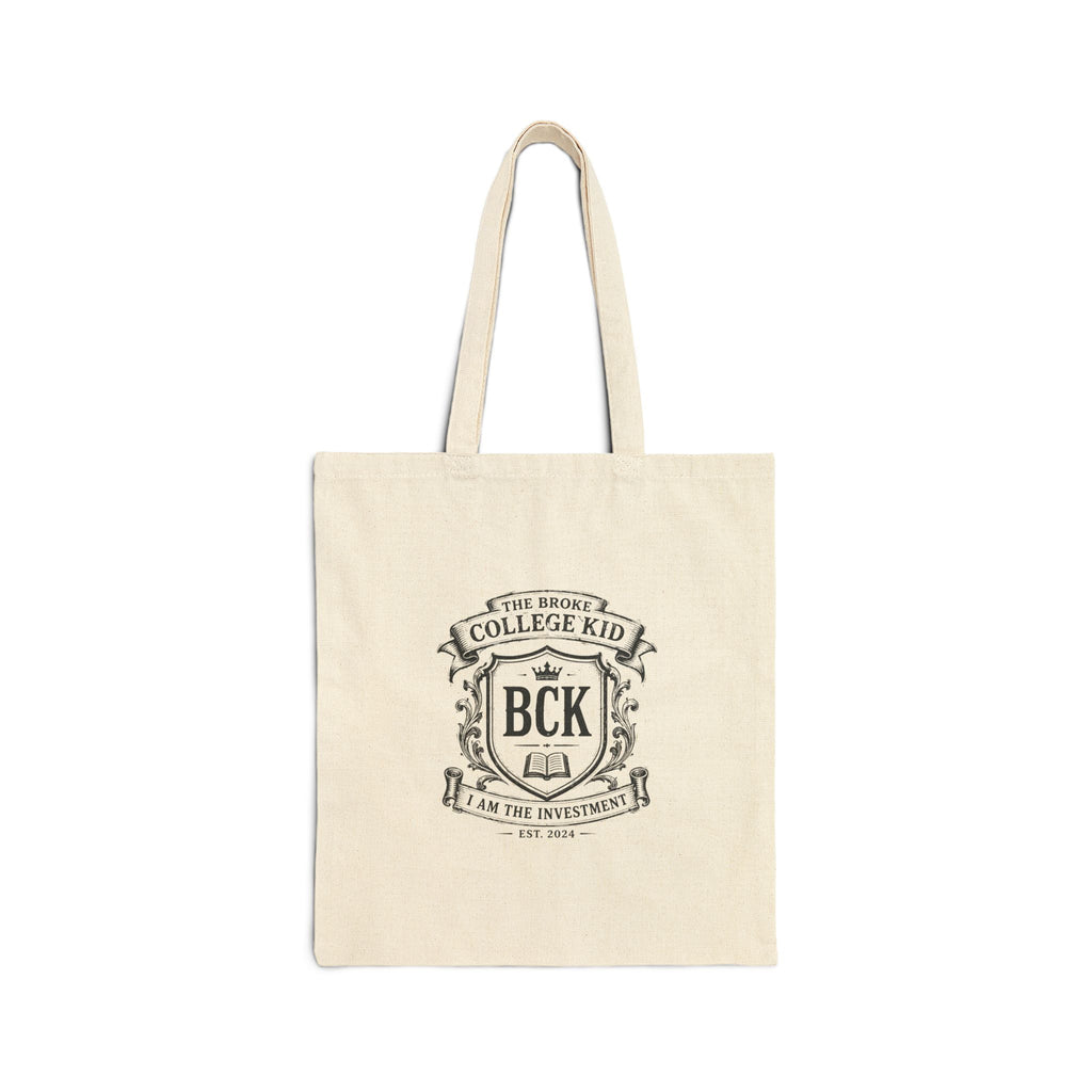 "BCK The Broke College Kid" Canvas Grocery & Book Tote