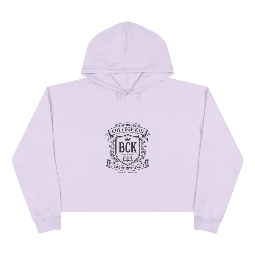 Broke College Kid Crest Crop Hoodie — BCK Vintage Logo