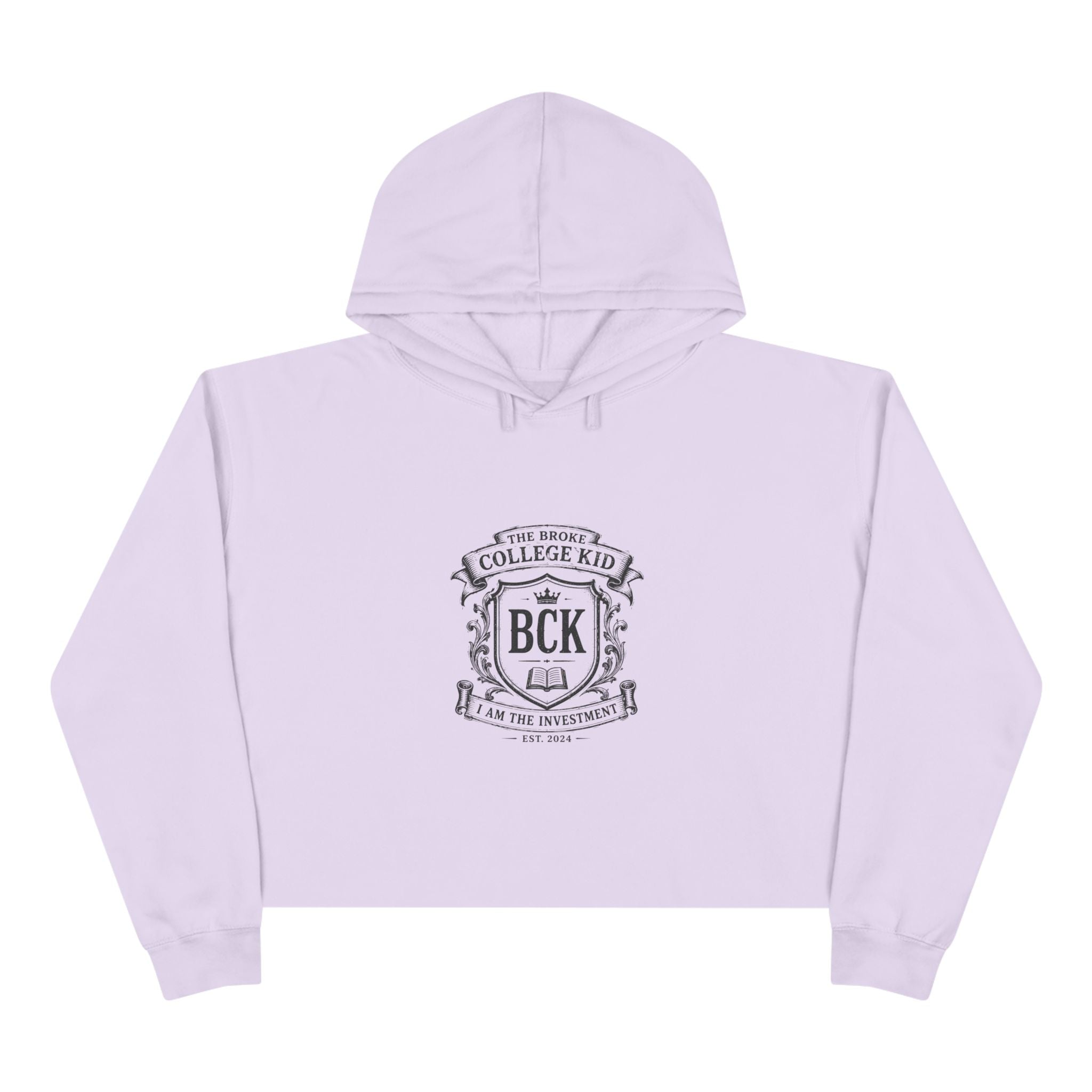 Broke College Kid Crest Crop Hoodie — BCK Vintage Logo