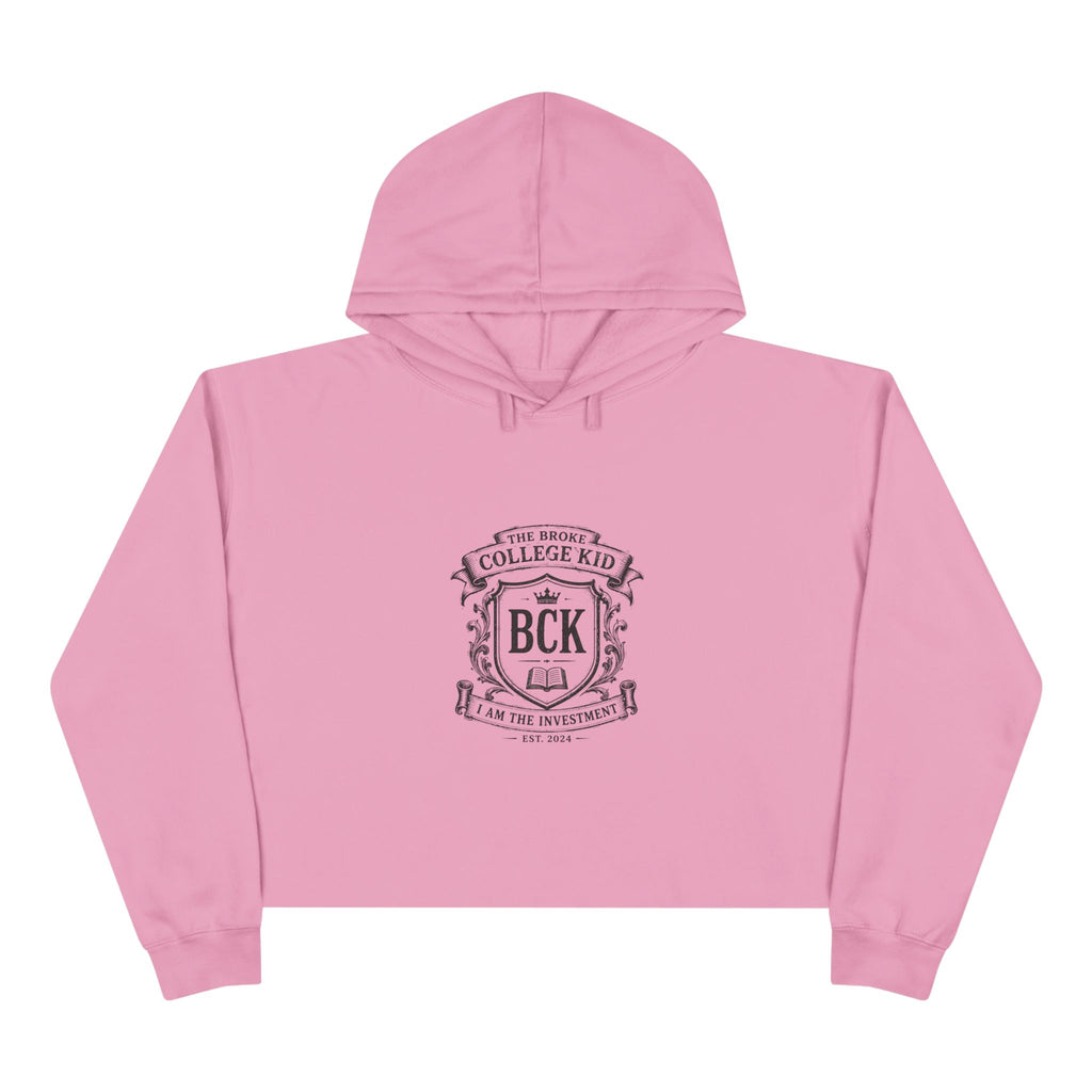 Broke College Kid Crest Crop Hoodie — BCK Vintage Logo