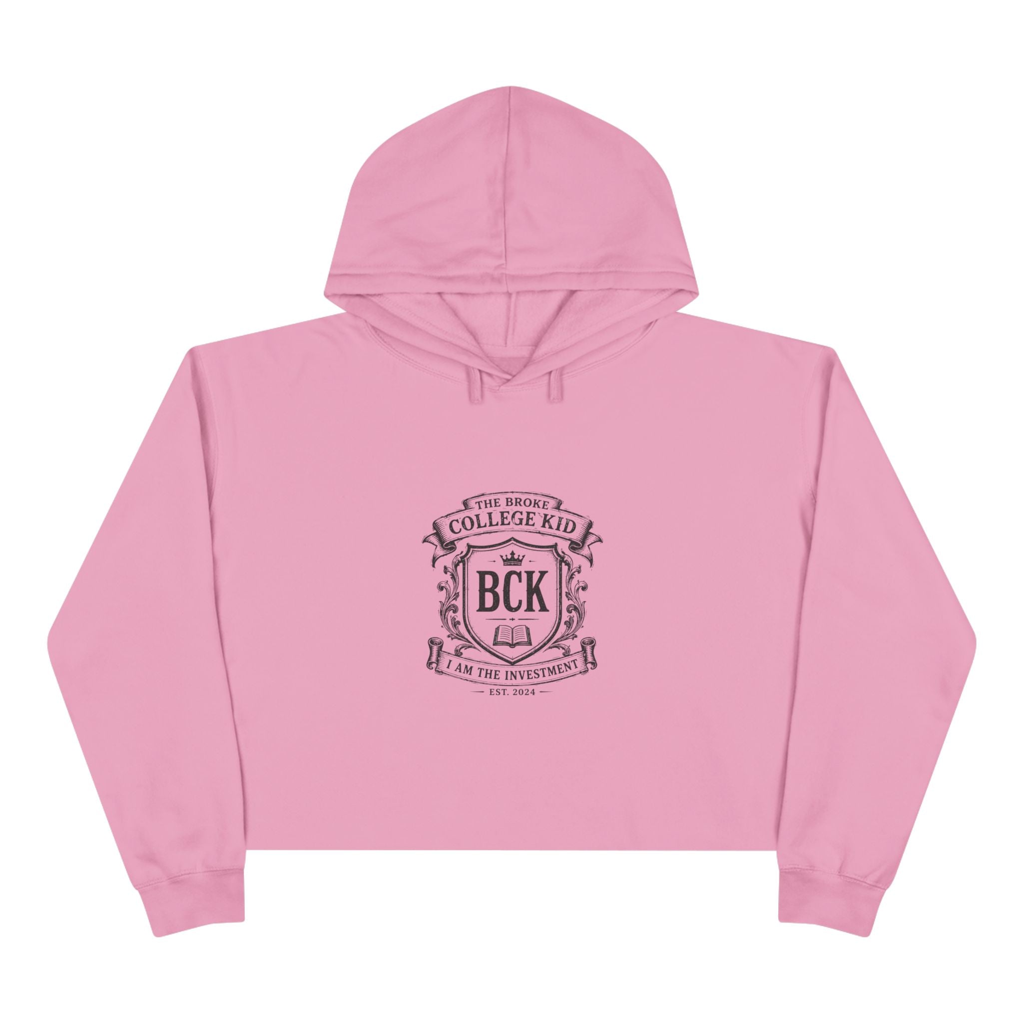 Broke College Kid Crest Crop Hoodie — BCK Vintage Logo