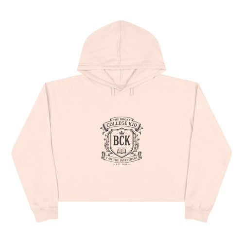 Broke College Kid Crest Crop Hoodie — BCK Vintage Logo